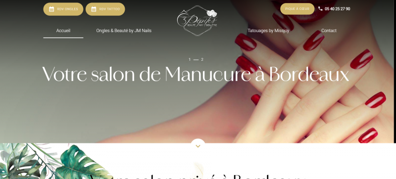 Création d’un site web pour le salon de beauté O 3 pépites à Bordeaux 
