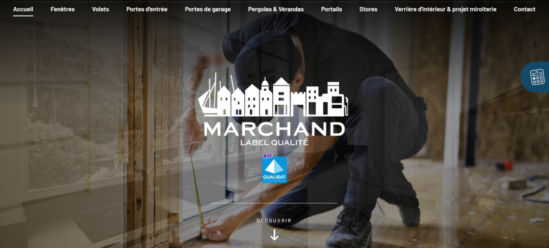 Création du site internet pour Marchand : Miroiterie, vitrerie et menuiseries Bois Aluminium et PVC à Dieppe