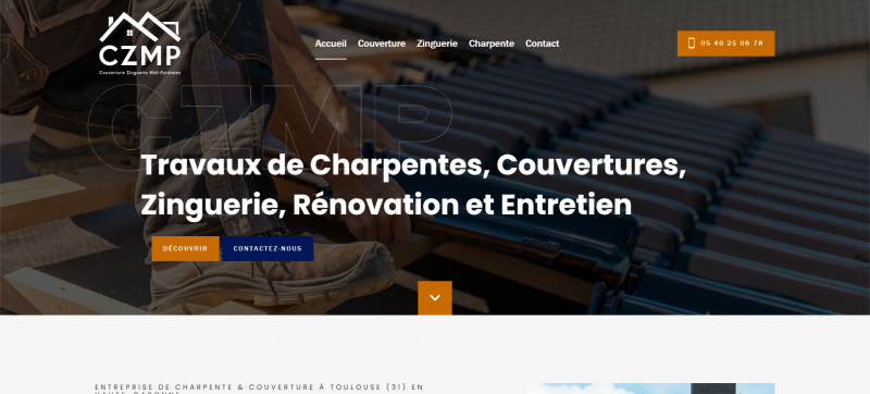 Création d’un site internet pour CZMP, couvreur zingueur et charpentier à Toulouse